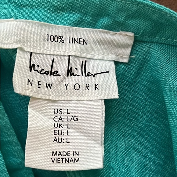 EUC Nicole Miller 100% linen top sz L - Picture 3 of 4
